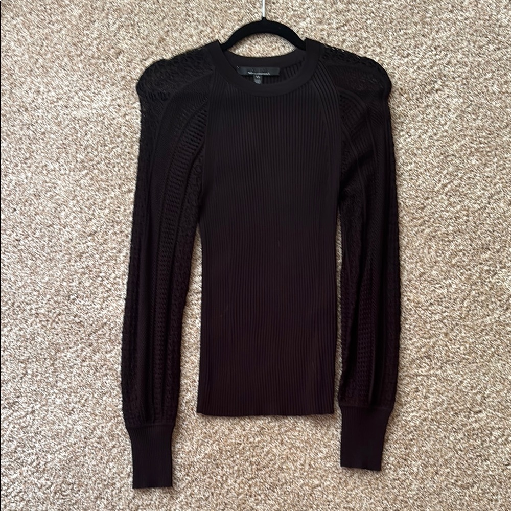 White House Black Market Black Textured Blouse